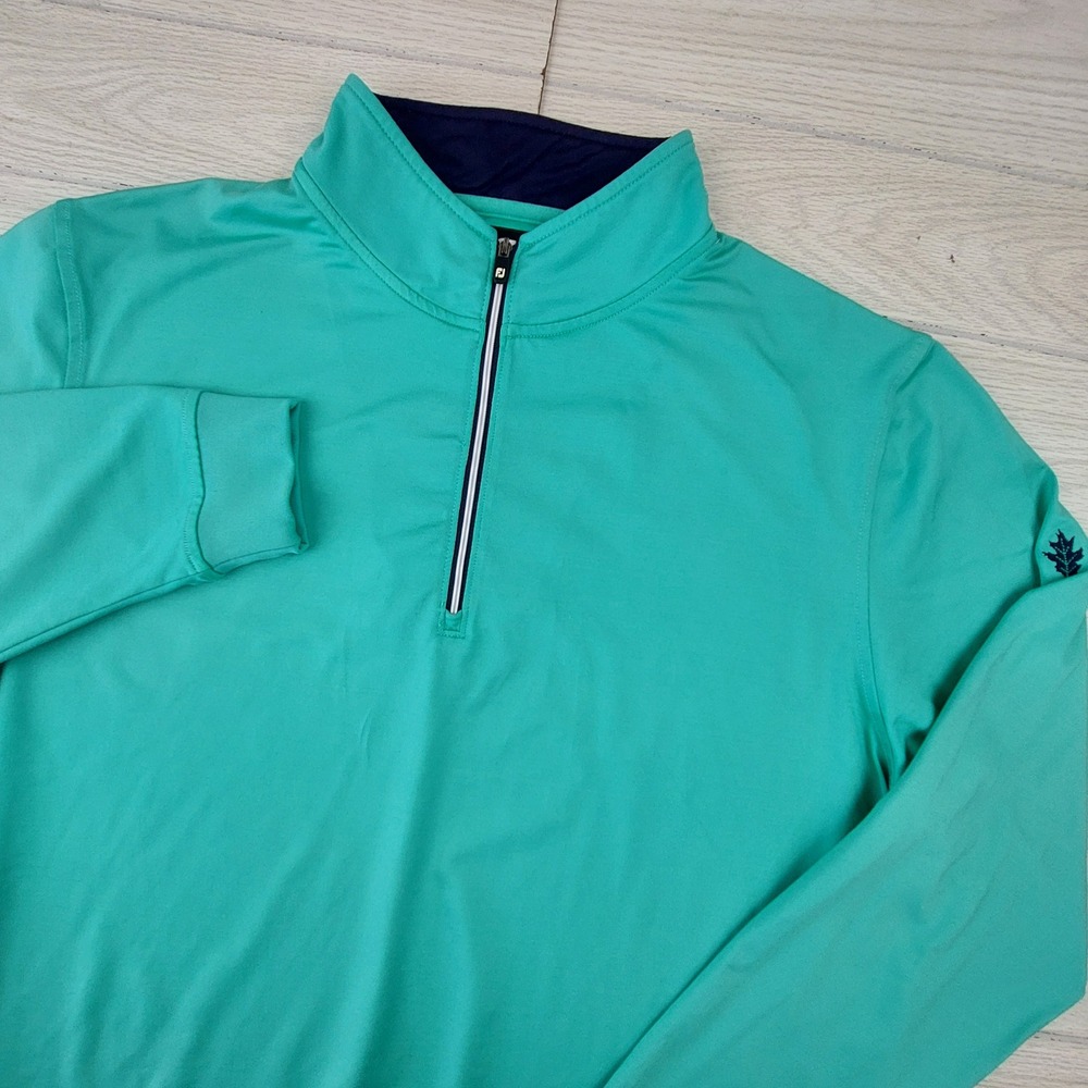 FootJoy Golf 1/4 Zip Pullover Mens Large Green Oakmont Country Club Performance